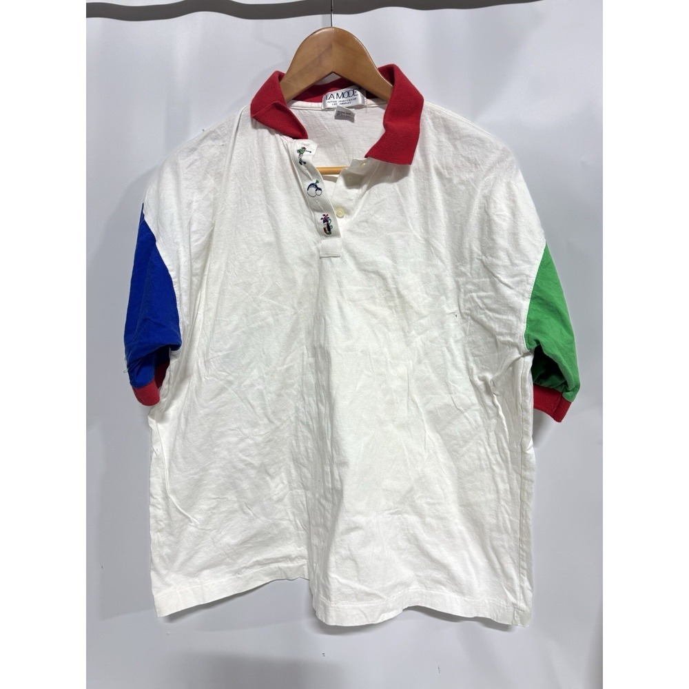 Vintage LA Mode  Active Golf Polo M Fast Shipping Retro White